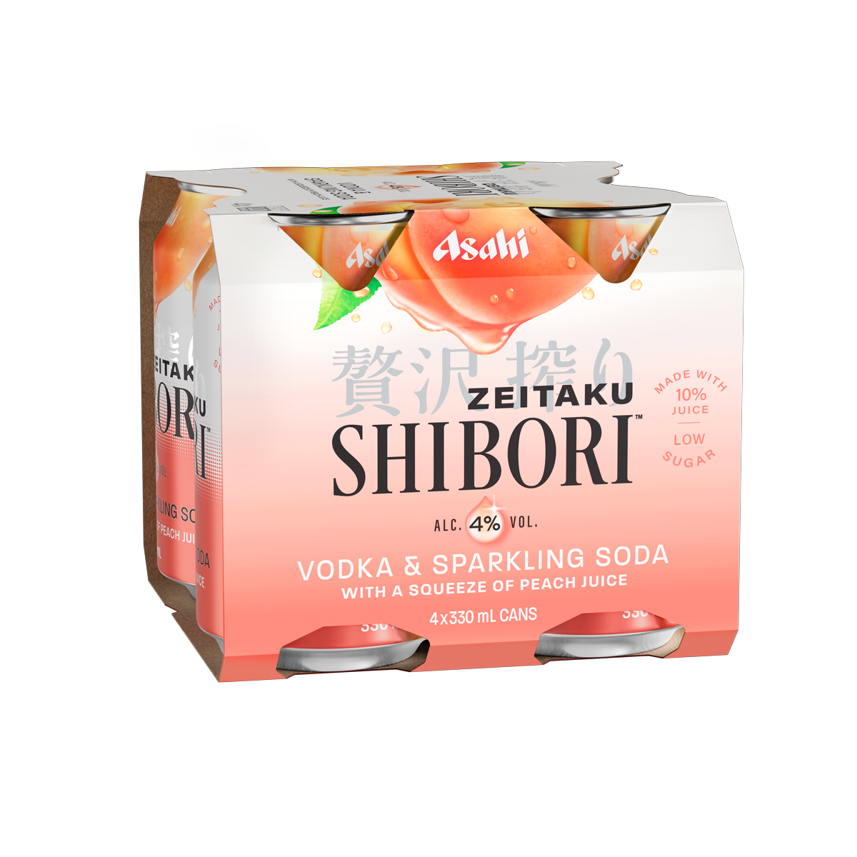 Asahi Shibori Vodka & Sparkling Soda Peach 4% 330ml 4pk Cans