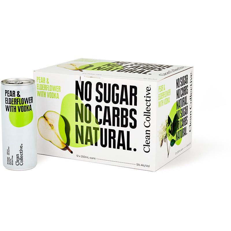 Clean Collective Pear & Elderflower with Vodka 5% Cans 12x250ml