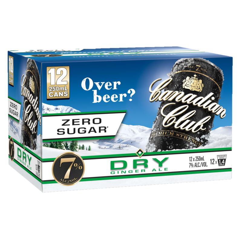 Canadian Club Premium Dry Zero 7% 12 Pk 250ml Cans