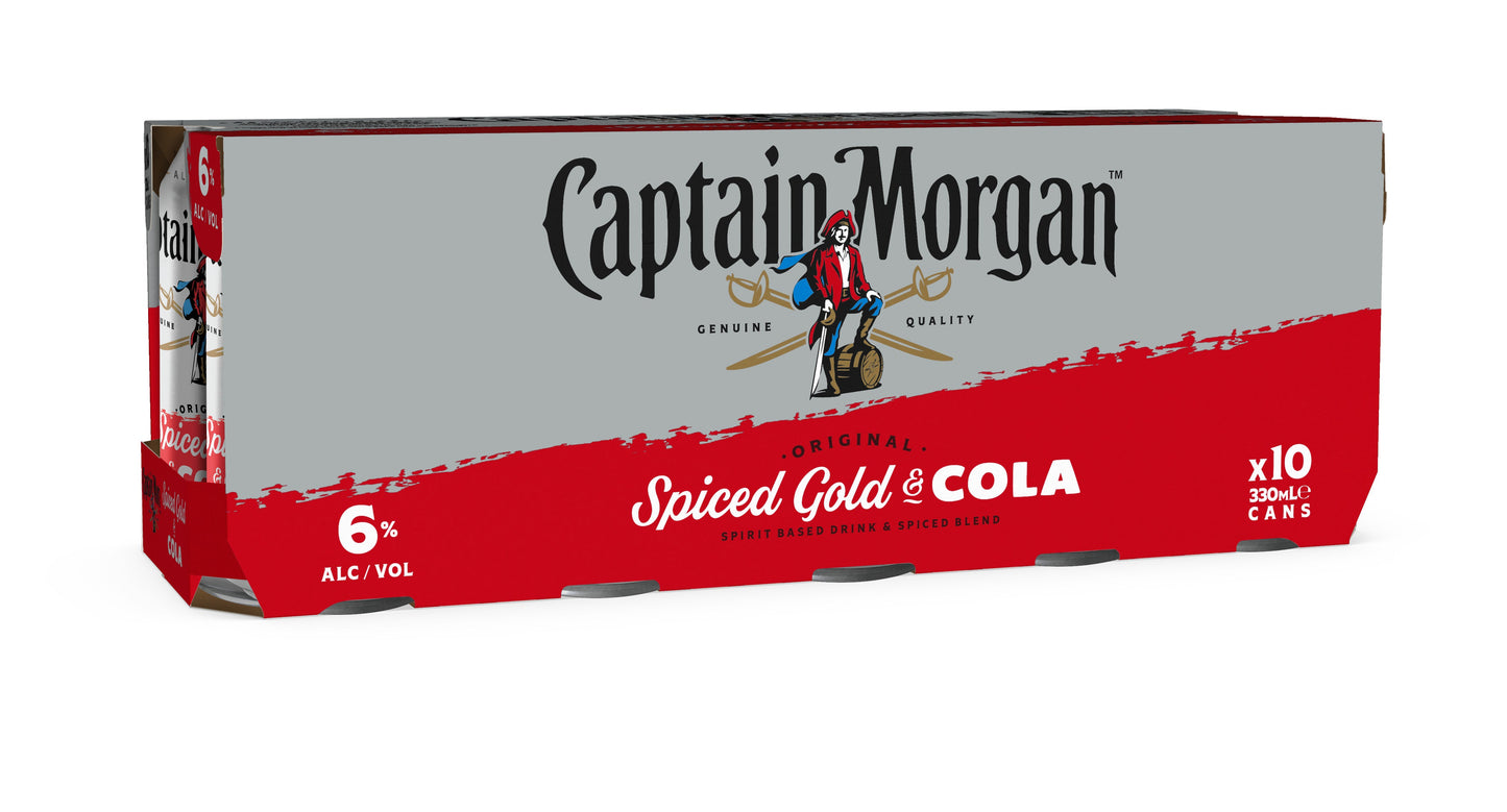 CAPTAIN MORGAN ORIGINAL SPICED & COLA 6% 10 PACK CAN 330ML