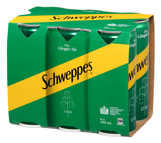 Schweppes Dry Ginger Ale 6 Pack 250ml Cans