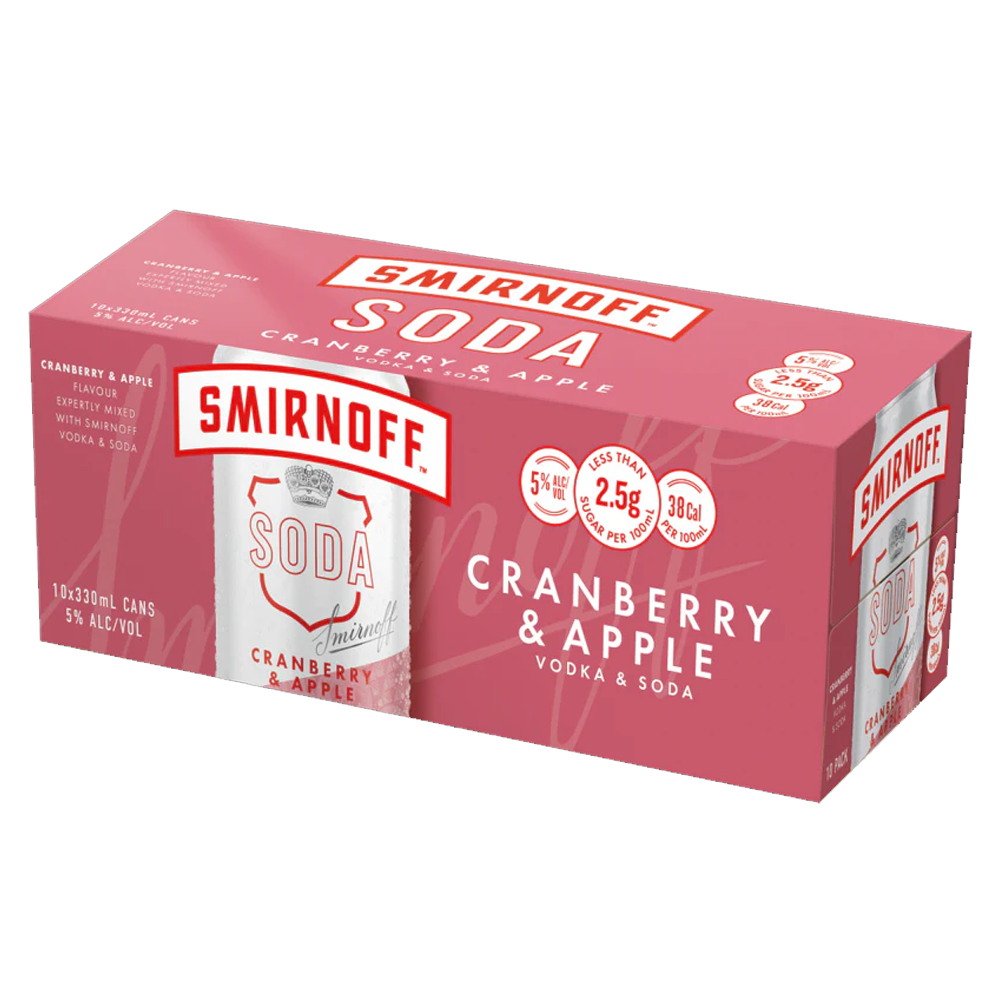 Smirnoff Soda Cranberry & Apple 10 pack