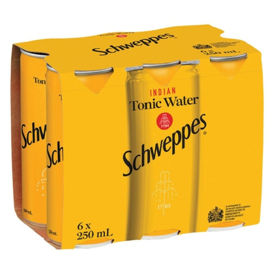 Schweppes Tonic 6 Pack 250ml Cans
